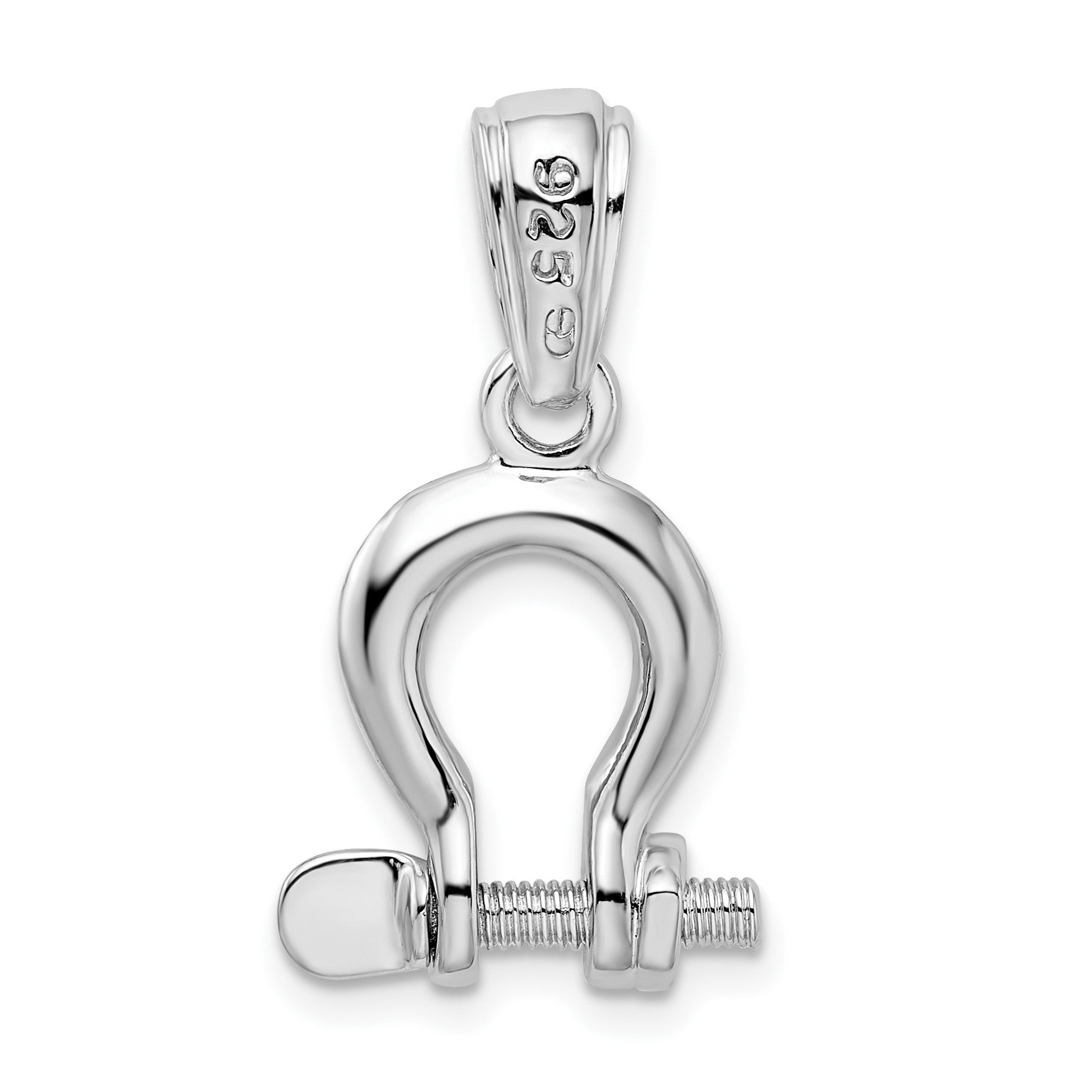 De-Ani Sterling Silver Rhodium-Plated Polished 3D Medium Shackle Link Pendant