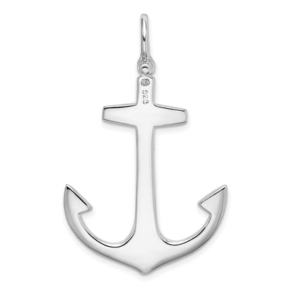De-Ani Sterling Silver Rhodium-Plated Polished 3D Large Anchor Pendant