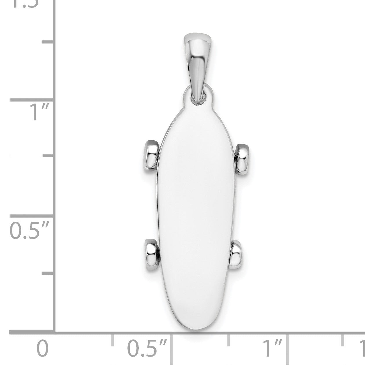 De-Ani Sterling Silver Rhodium-Plated Polished Moveable 3D Skateboard Pendant