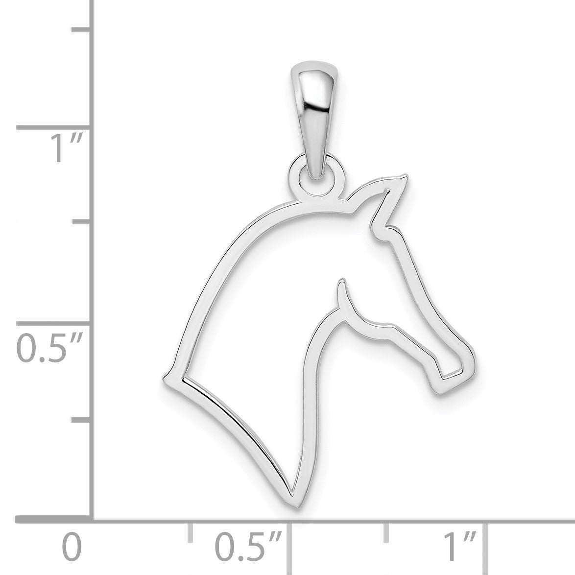 De-Ani Sterling Silver Rhodium-Plated Polished Cut-Out Horse Head Pendant