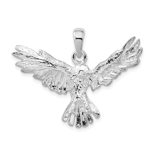 De-Ani Sterling Silver Rhodium-Plated Polished Flying Eagle Pendant