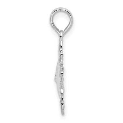 De-Ani Sterling Silver Rhodium-Plated Polished Smiling Sun Pendant