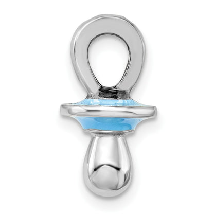 De-Ani Sterling Silver Rhodium-Plated 3D Blue Enameled Pacifier Pendant