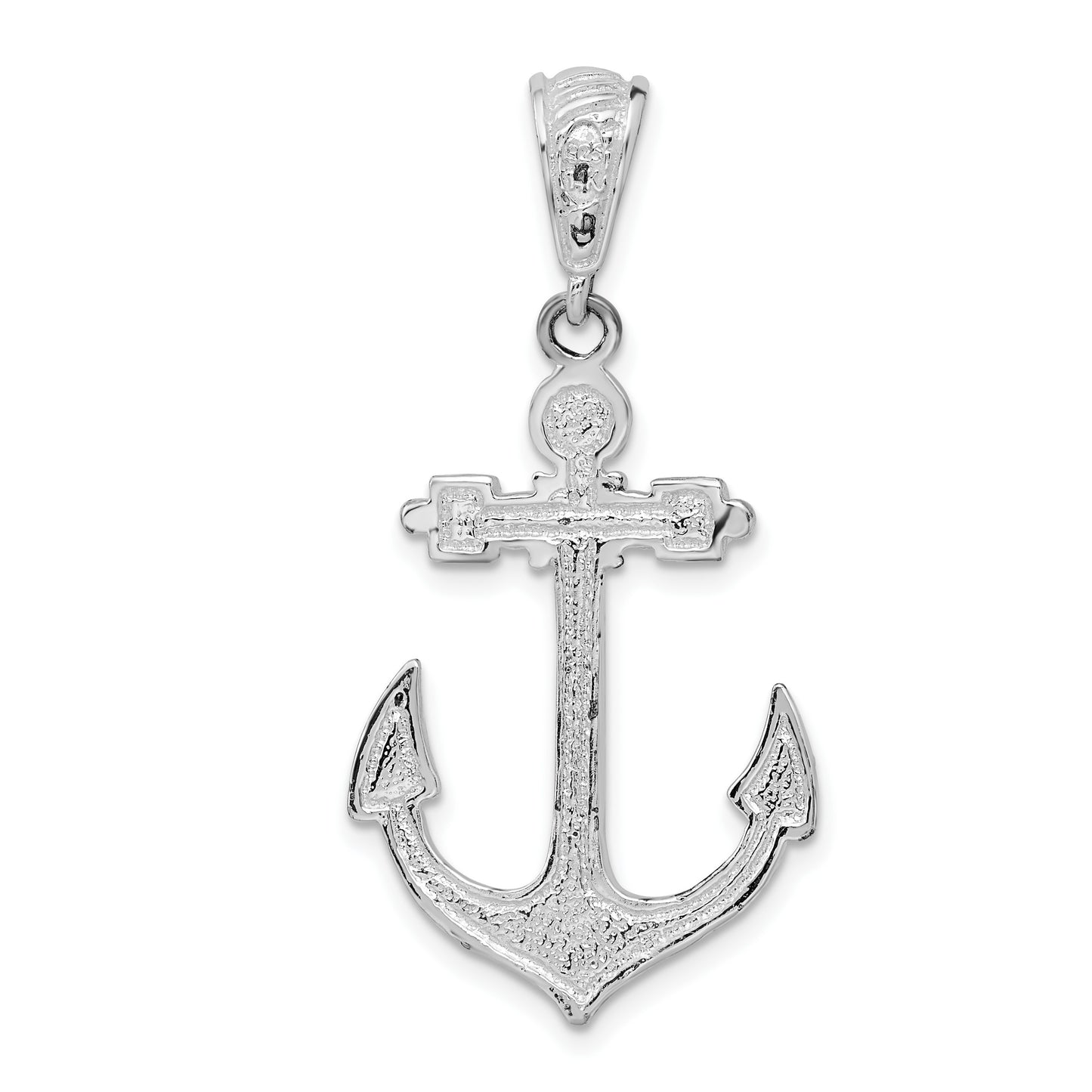 De-Ani Sterling Silver Rhodium-Plated Polished Enameled Anchor Pendant