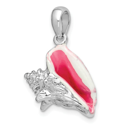 De-Ani Sterling Silver Rhodium-Plated Enameled Medium Conch Shell Pendant