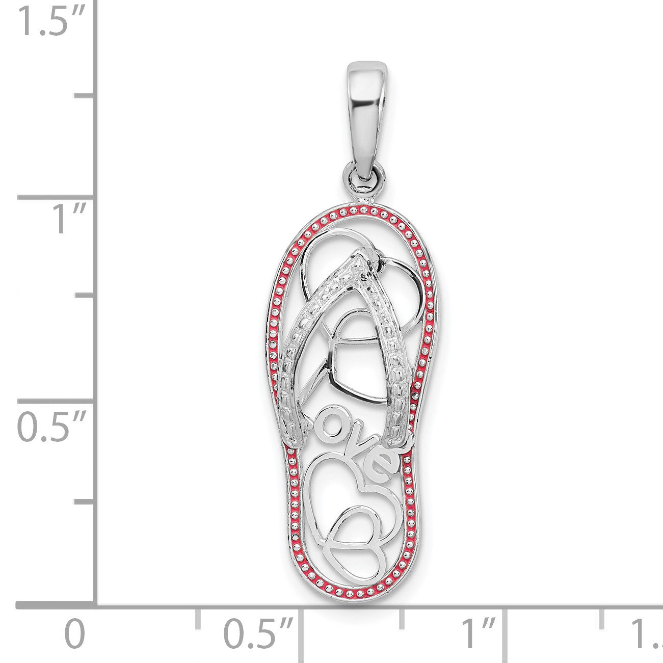 De-Ani Sterling Silver Rhodium-Plated Enameled LOVE Flip-flop Pendant