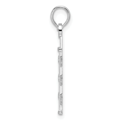 De-Ani Sterling Silver Rhodium-Plated Polished Enameled Traffic Light Pendant