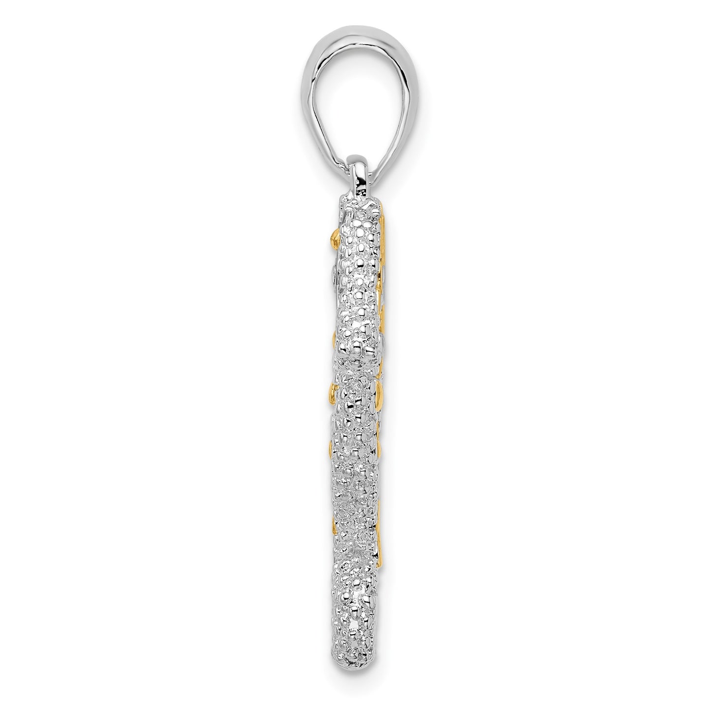 De-Ani Sterling Silver Rhodium-Plated 3D Large Seahorse with 14k Accent Pendant