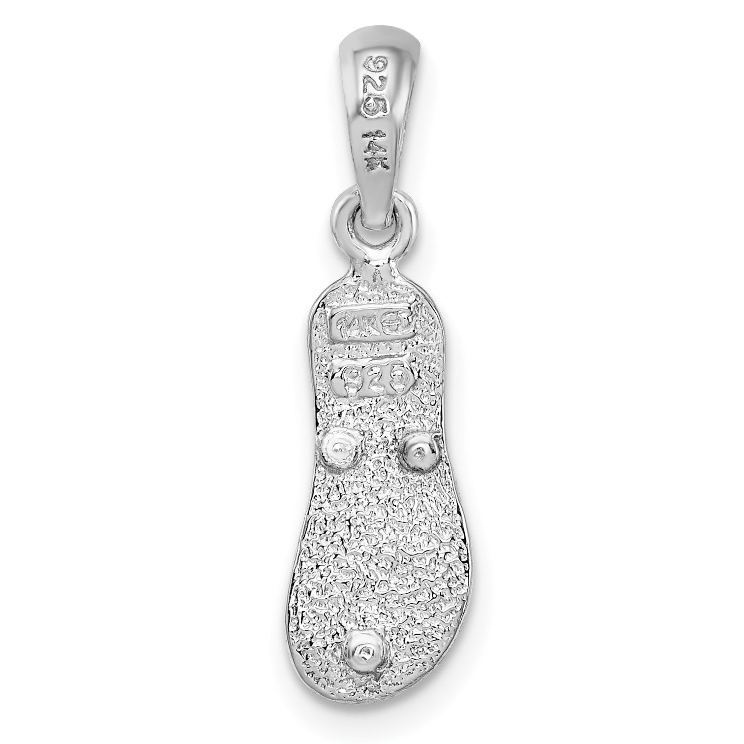 De-Ani Sterling Silver Rhodium-Plated Textured 3D Flip-flop with 14 Straps Pendant