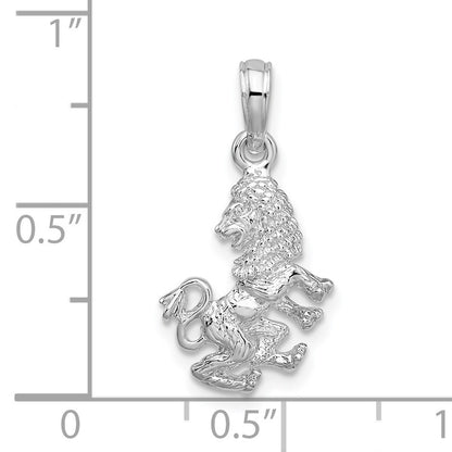 De-Ani Sterling Silver Rhodium-Plated Polished 3D Leo Zodiac Pendant