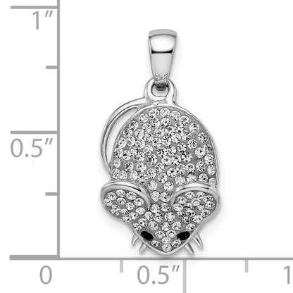 Sterling Silver Rhodium-plated Preciosa Crystal Mouse Pendant