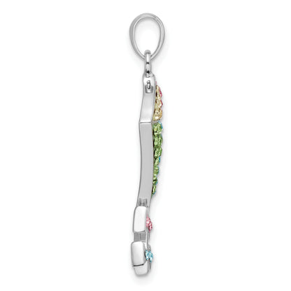 Sterling Silver Rhodium-plated Preciosa Crystal Kite Pendant