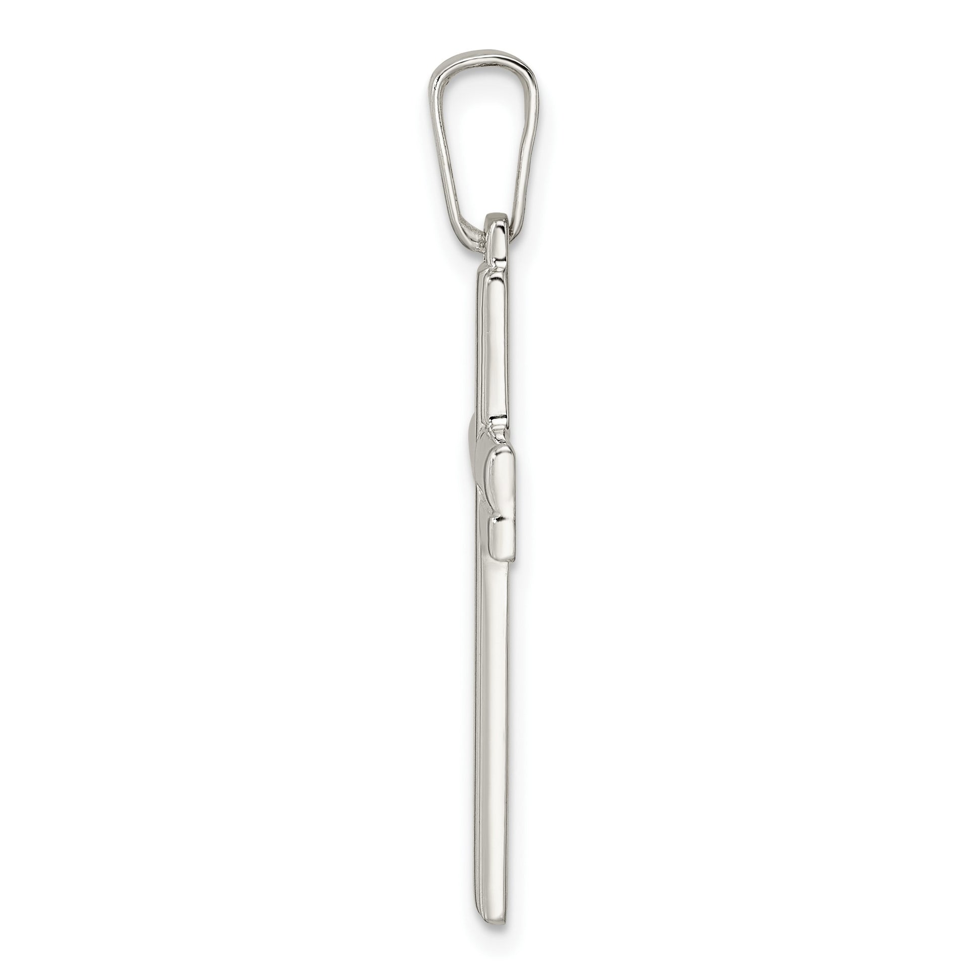 Sterling Silver Polished w/Lines Latin Cross Pendant