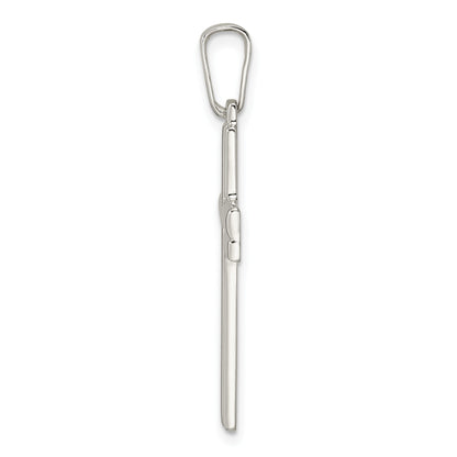 Sterling Silver Polished w/Lines Latin Cross Pendant