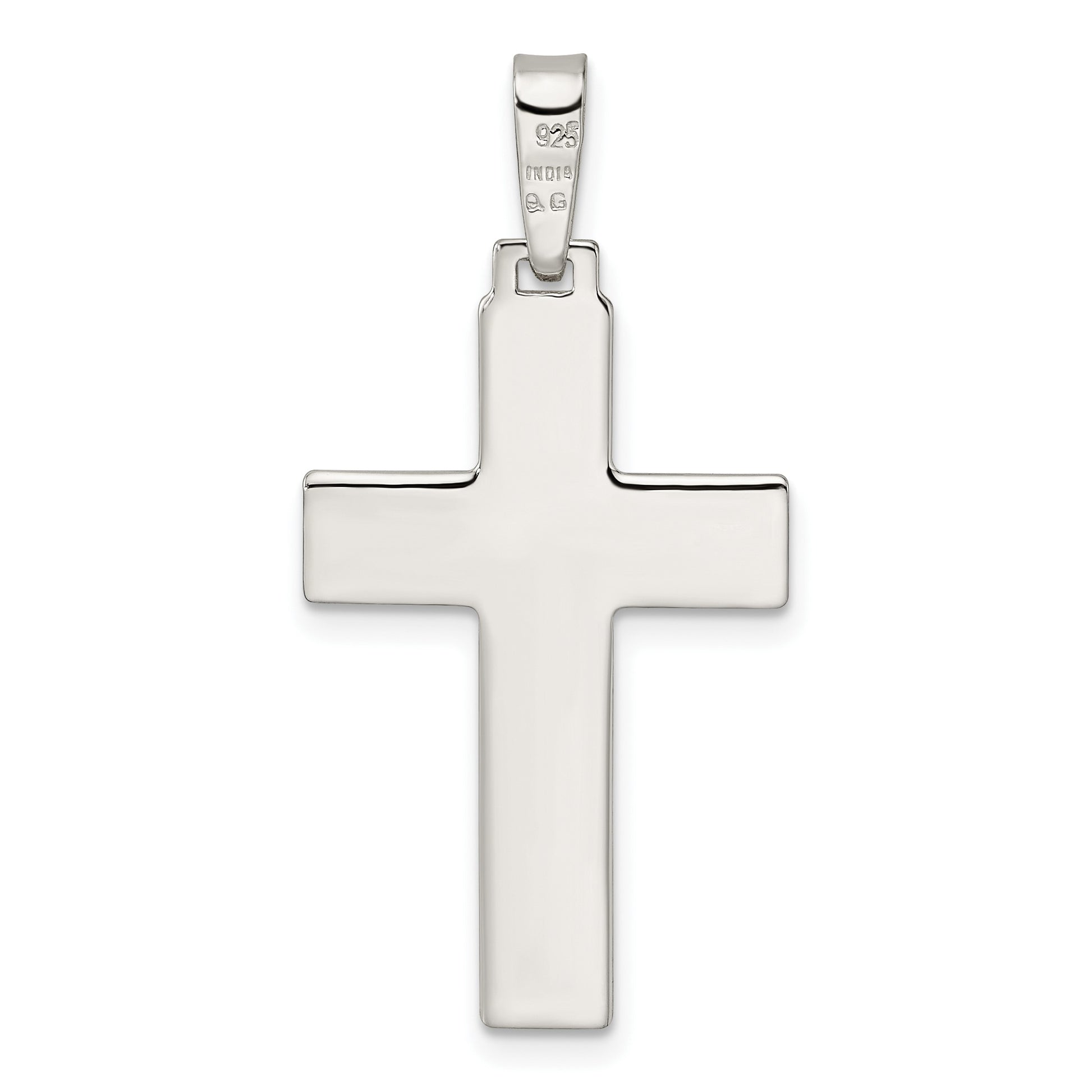 Sterling Silver Polished w/Lines Latin Cross Pendant