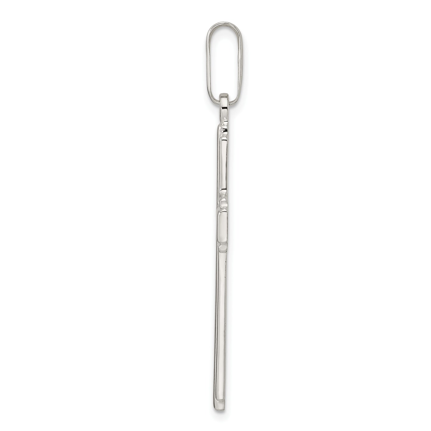 Sterling Silver Polished w/Edge Lines Latin Cross Pendant