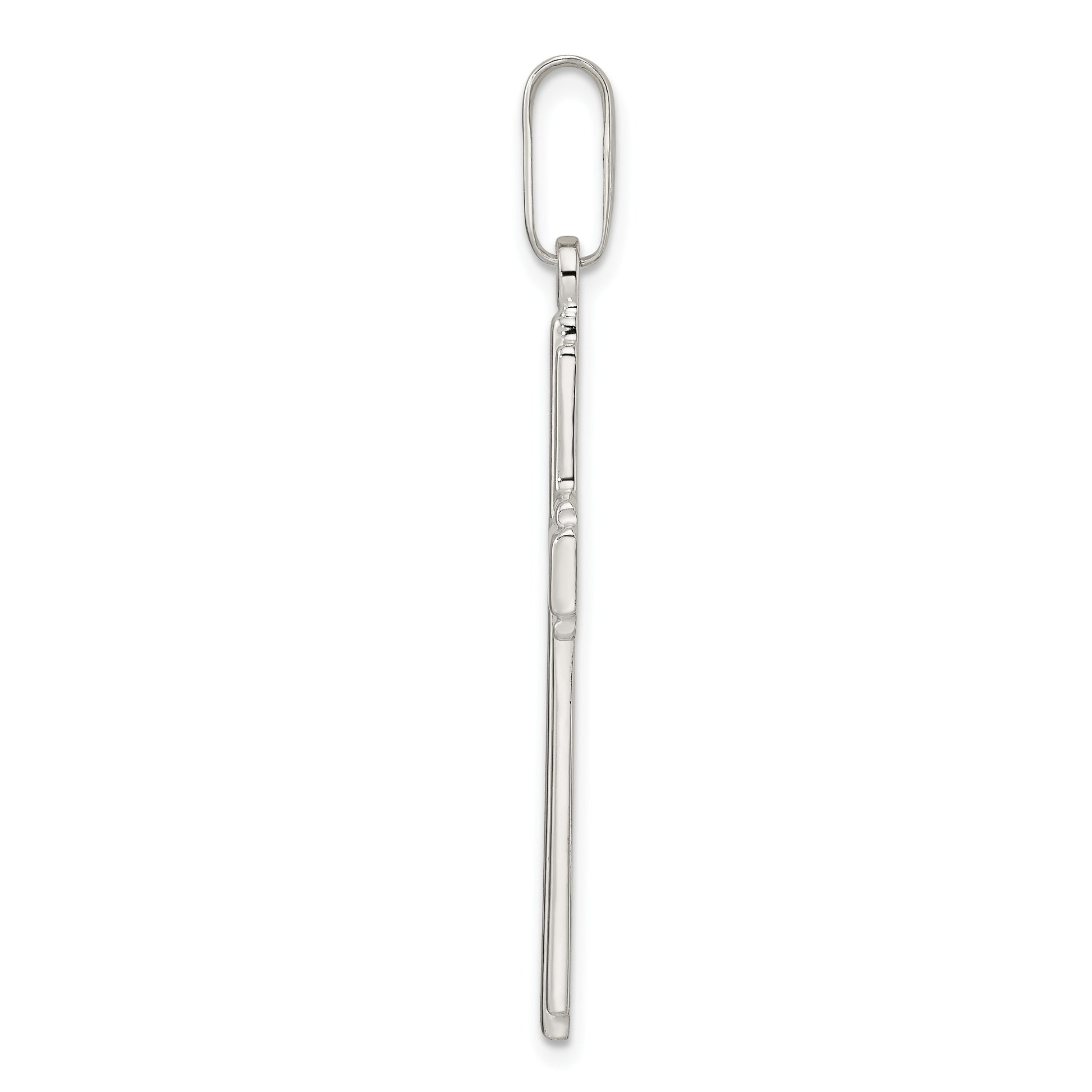 Sterling Silver Polished w/Edge Lines Latin Cross Pendant