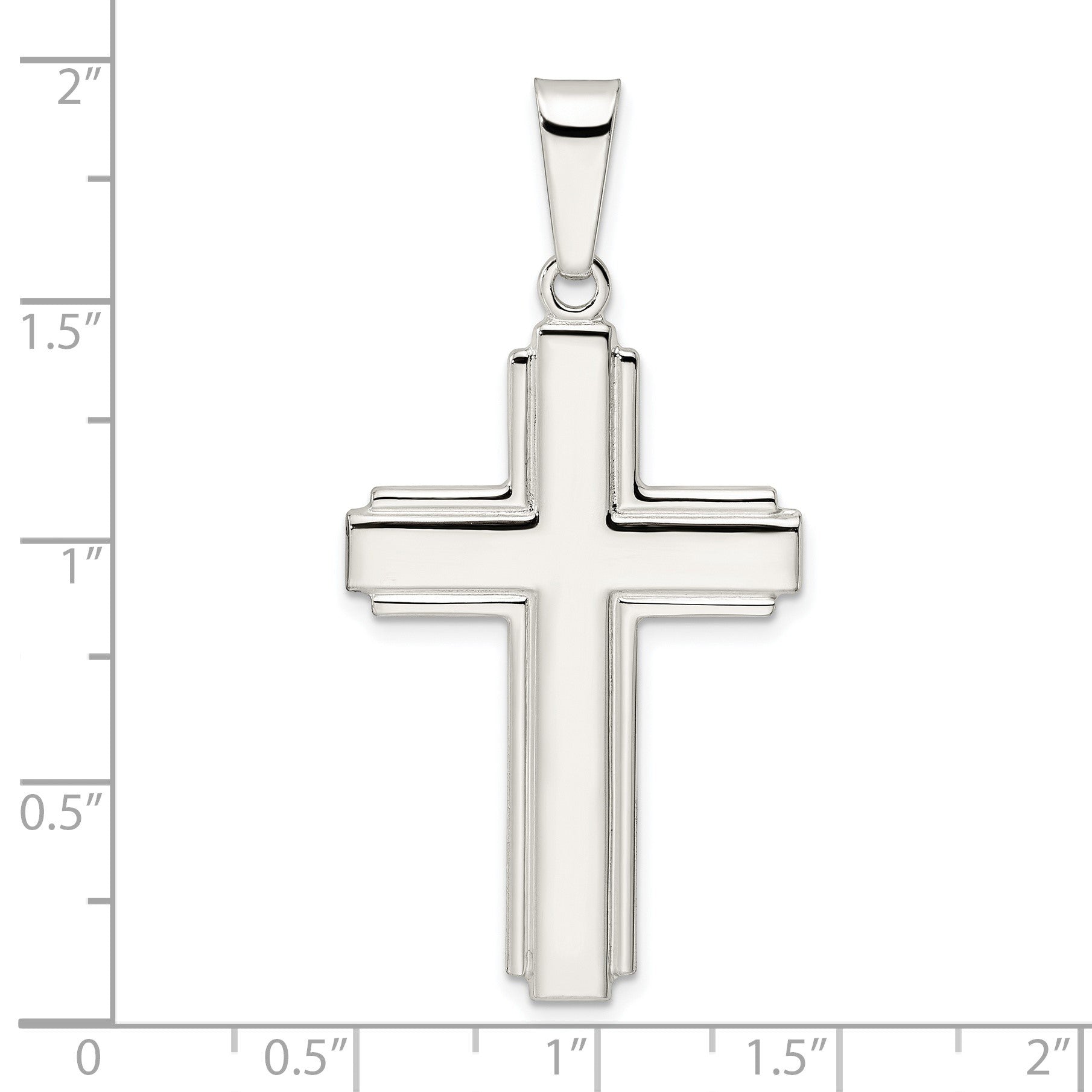 Sterling Silver Polished w/Edge Lines Latin Cross Pendant