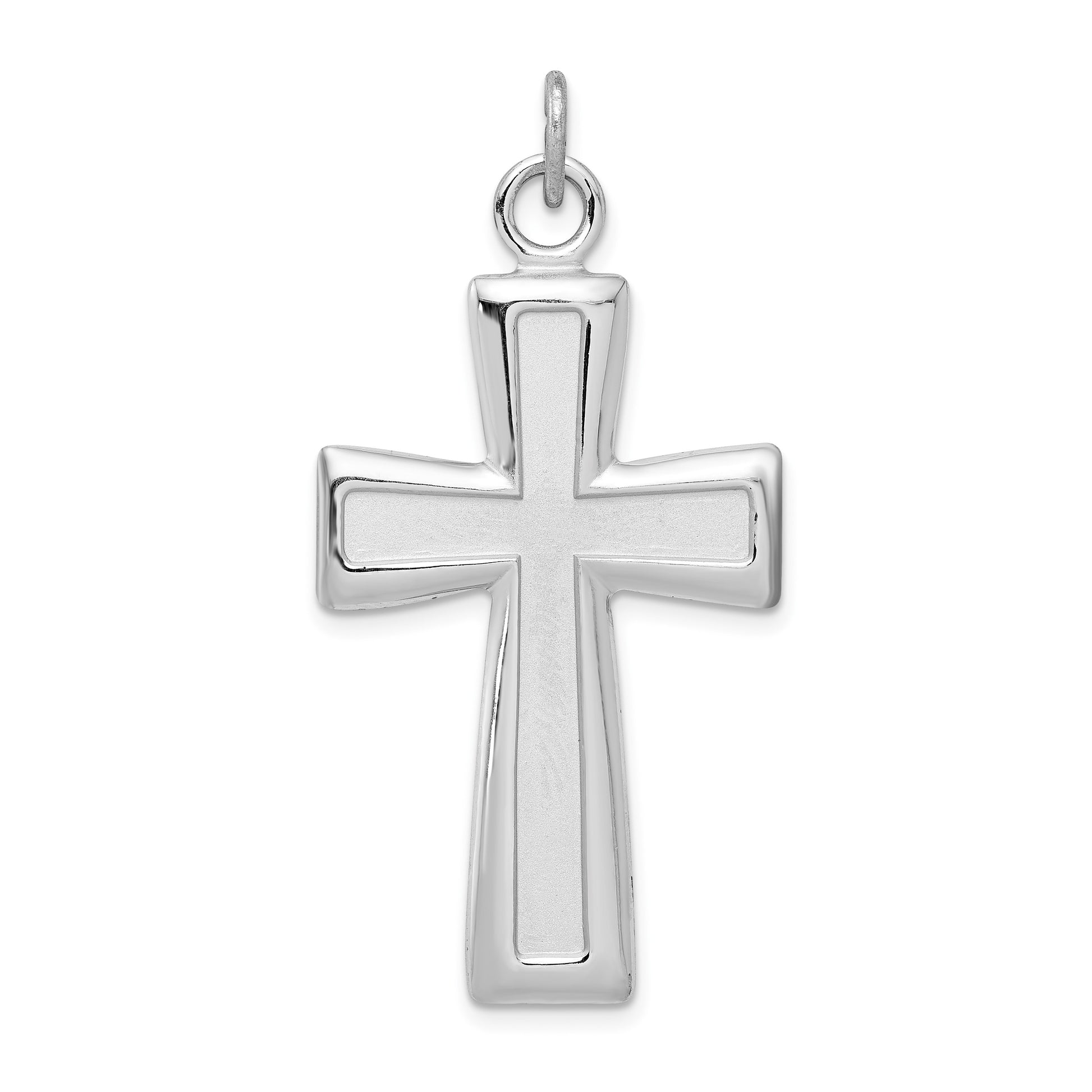 Sterling Silver Gold-plated Polished and Satin Cross Pendant