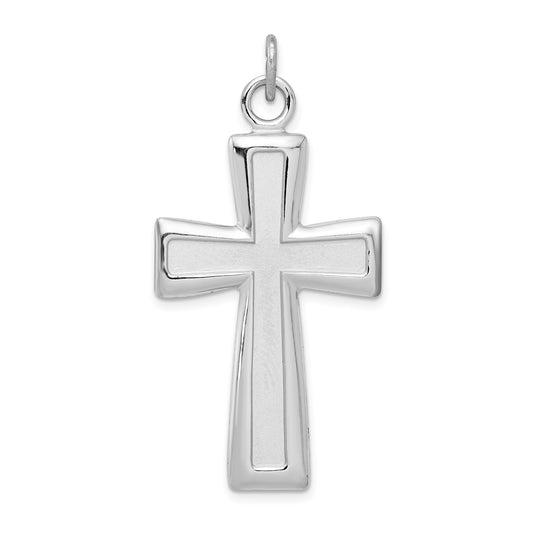 Sterling Silver Gold-plated Polished and Satin Cross Pendant