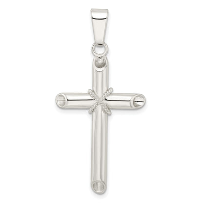 Sterling Silver Polished X Center Hollow Tube Cross Pendant