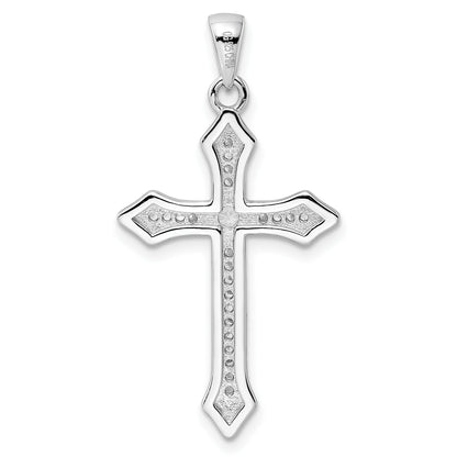 Sterling Silver Rhodium-plated CZ Cross Pendant