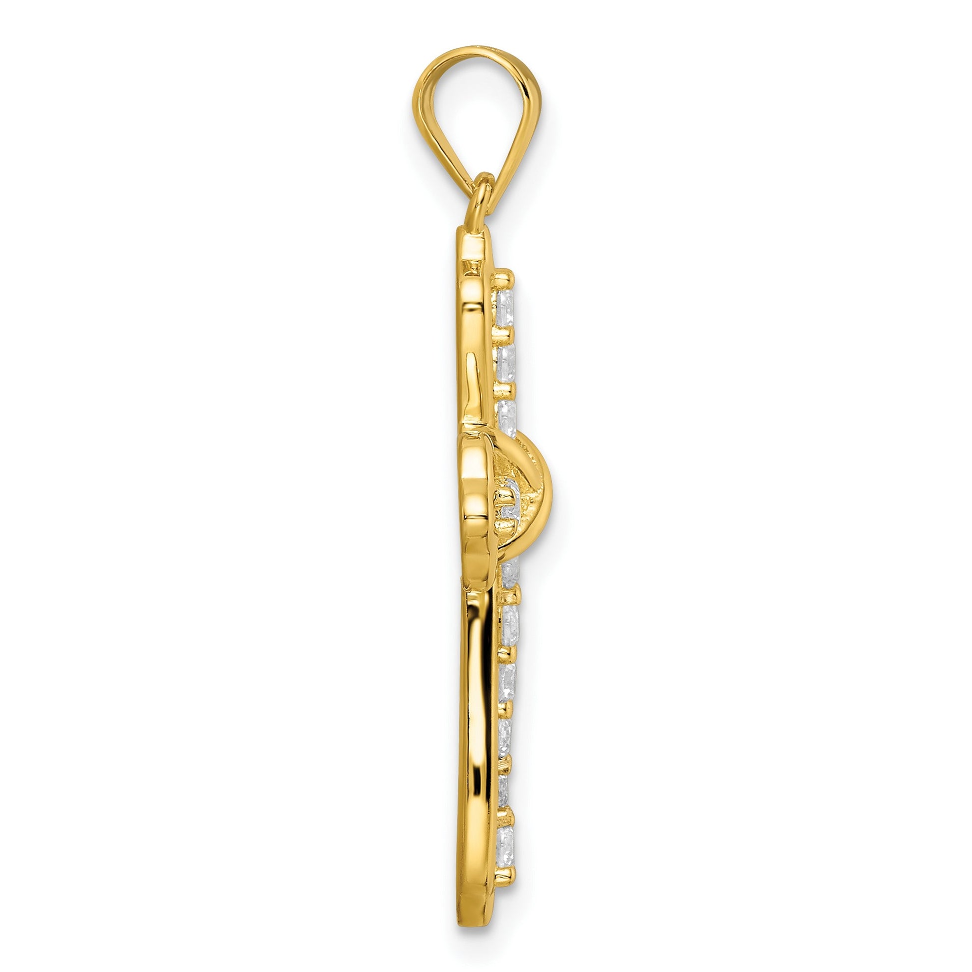Sterling Silver Gold-plated CZ Cross Pendant