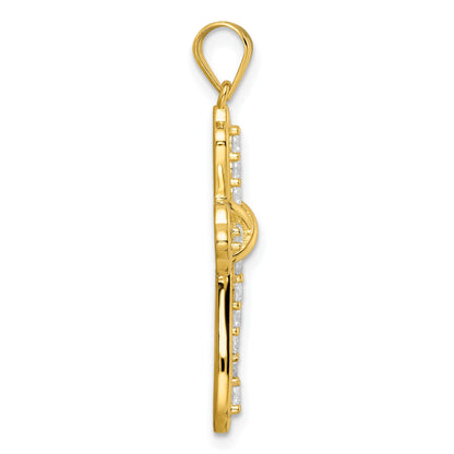 Sterling Silver Gold-plated CZ Cross Pendant