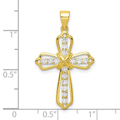 Sterling Silver Gold-plated CZ Cross Pendant