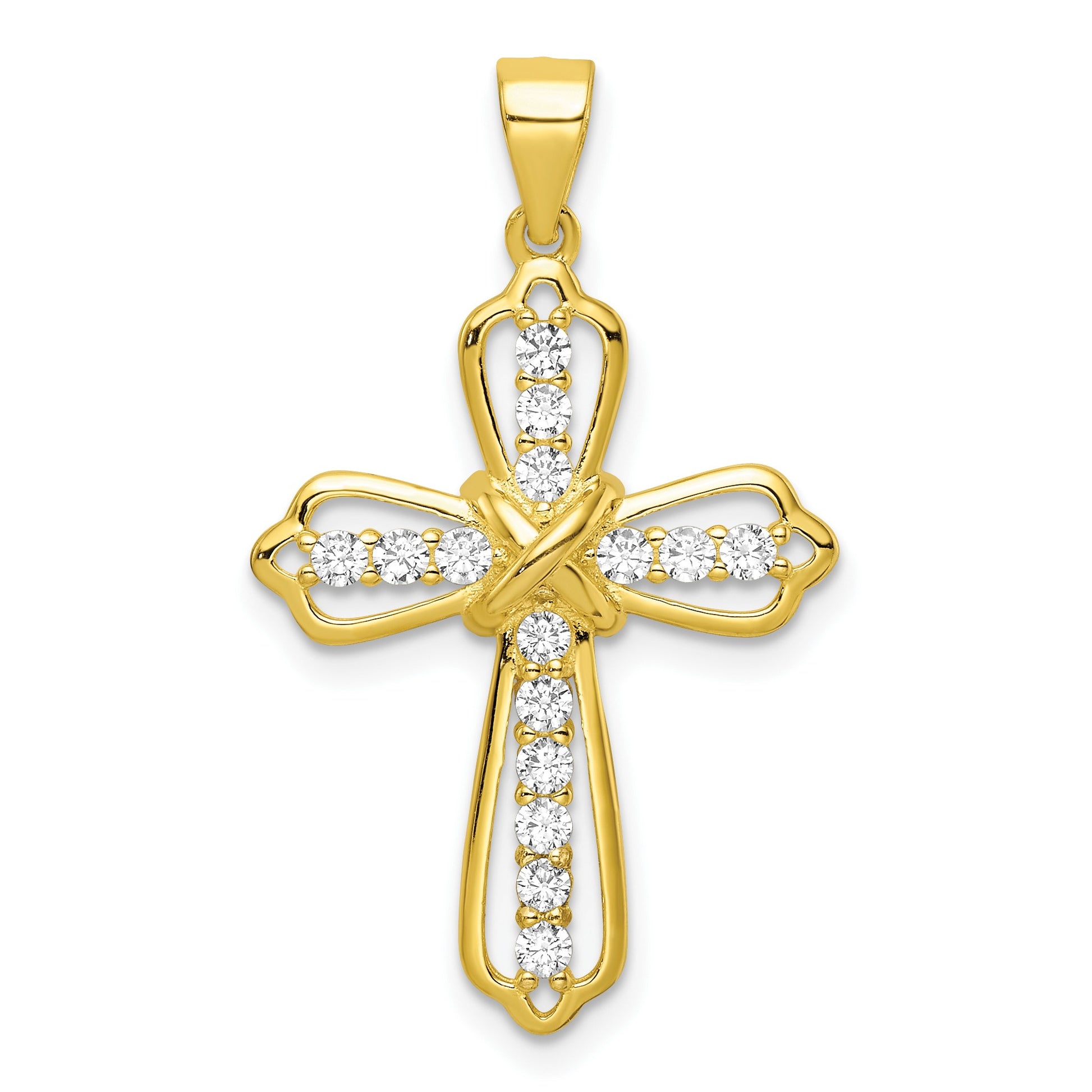 Sterling Silver Gold-plated CZ Cross Pendant