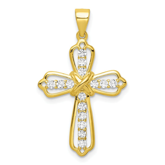 Sterling Silver Gold-plated CZ Cross Pendant