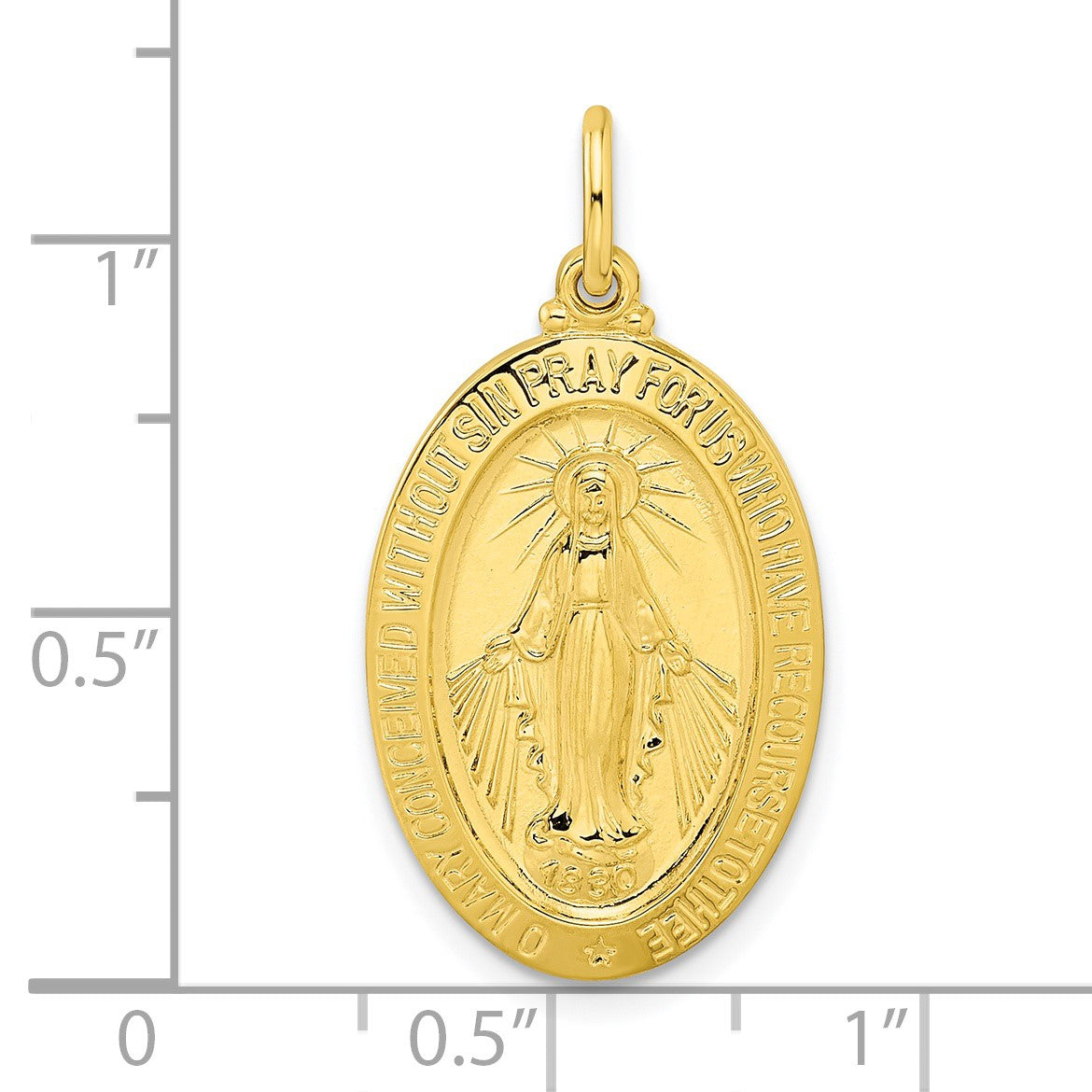 Sterling Silver Gold-tone Polished Solid Miraculous Medal Pendant