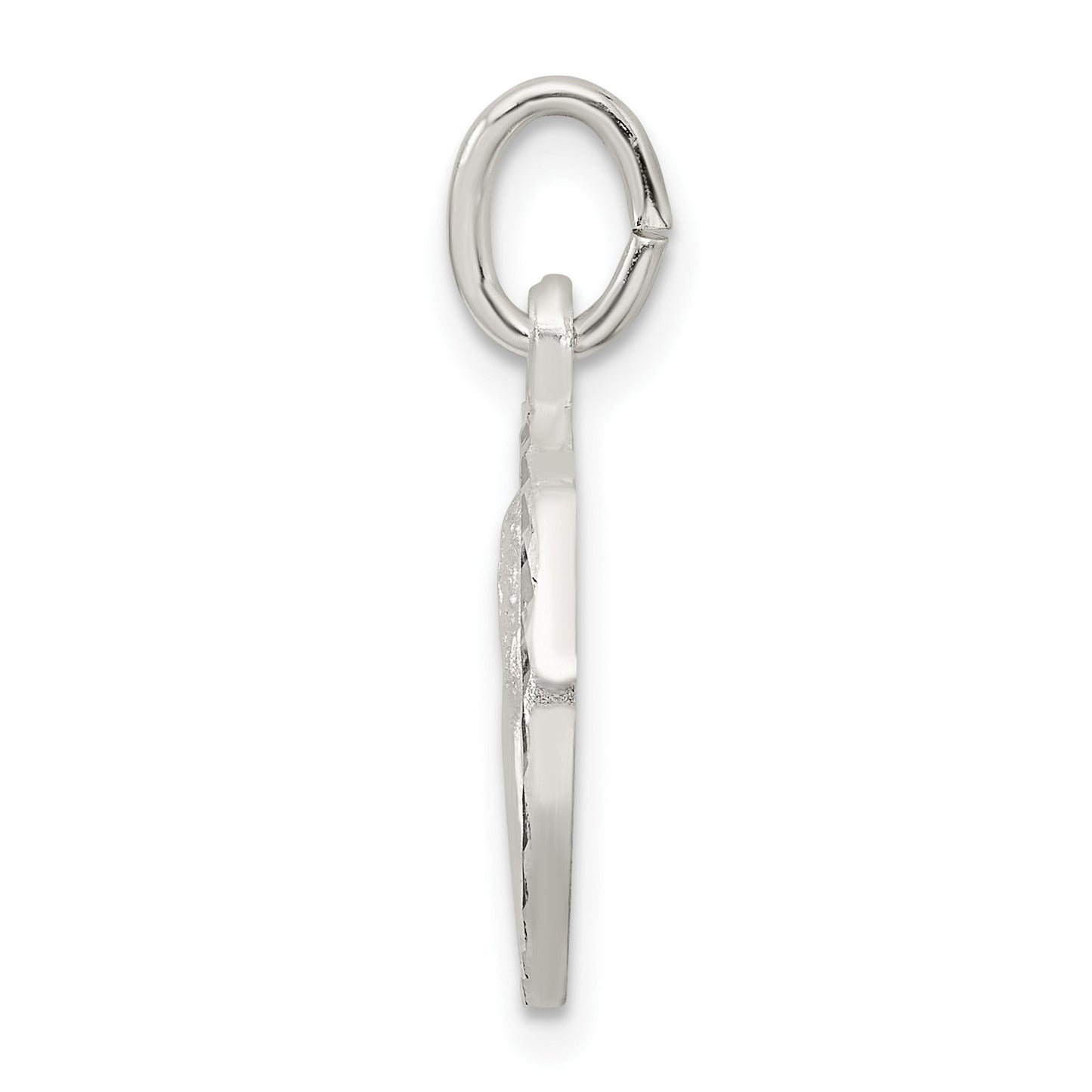 Sterling Silver Polished Satin and D/C Cherub Circle Charm