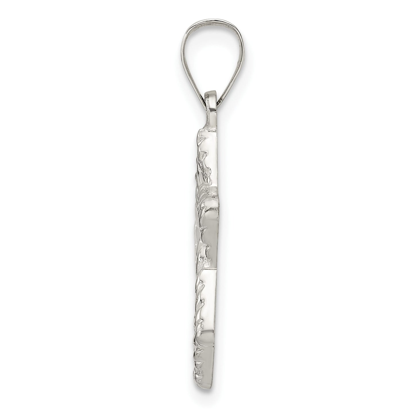 Sterling Silver Polsihed and Textured Solid Star of David Pendant