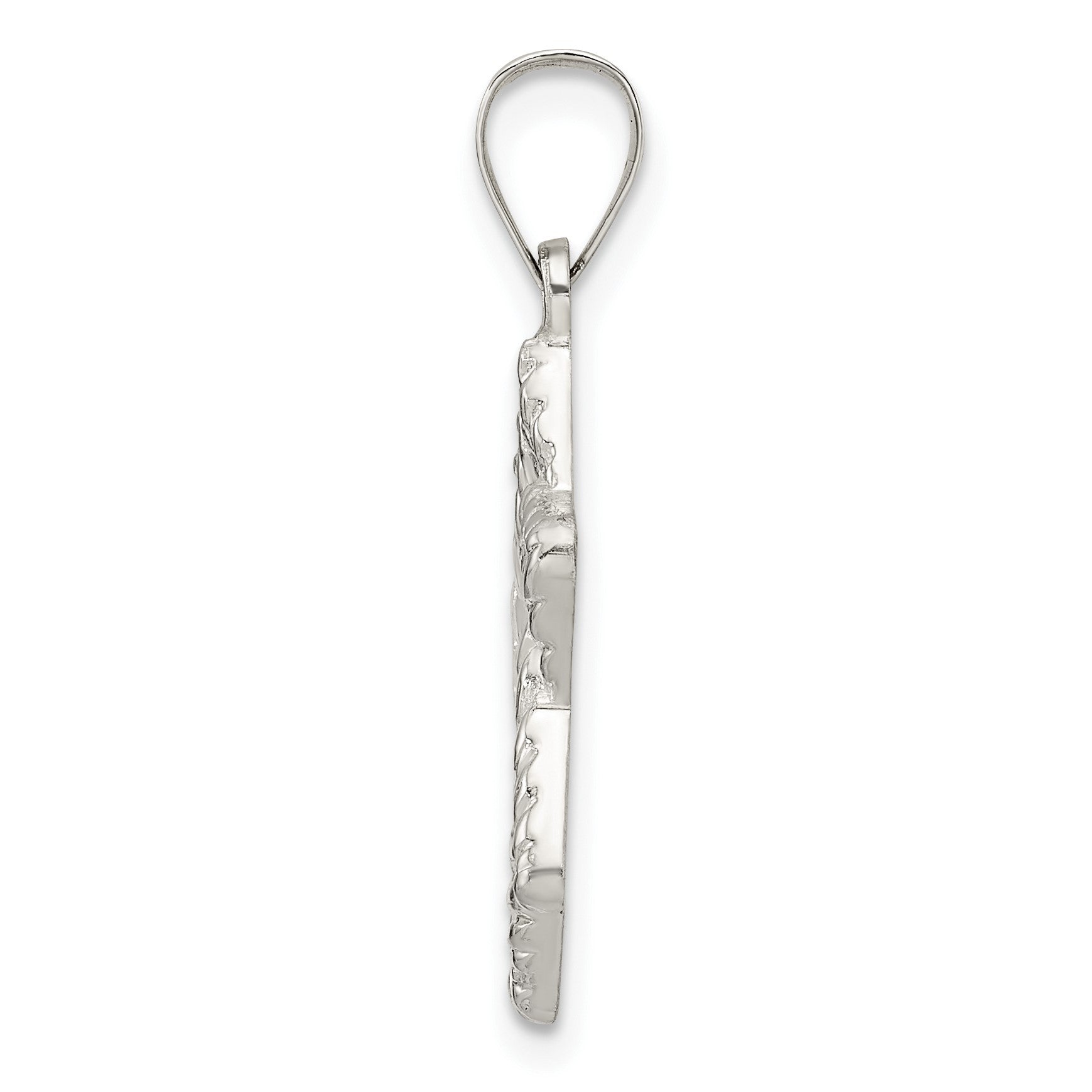 Sterling Silver Polsihed and Textured Solid Star of David Pendant