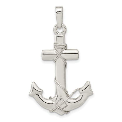 Sterling Silver Polished 3D Anchor Pendant