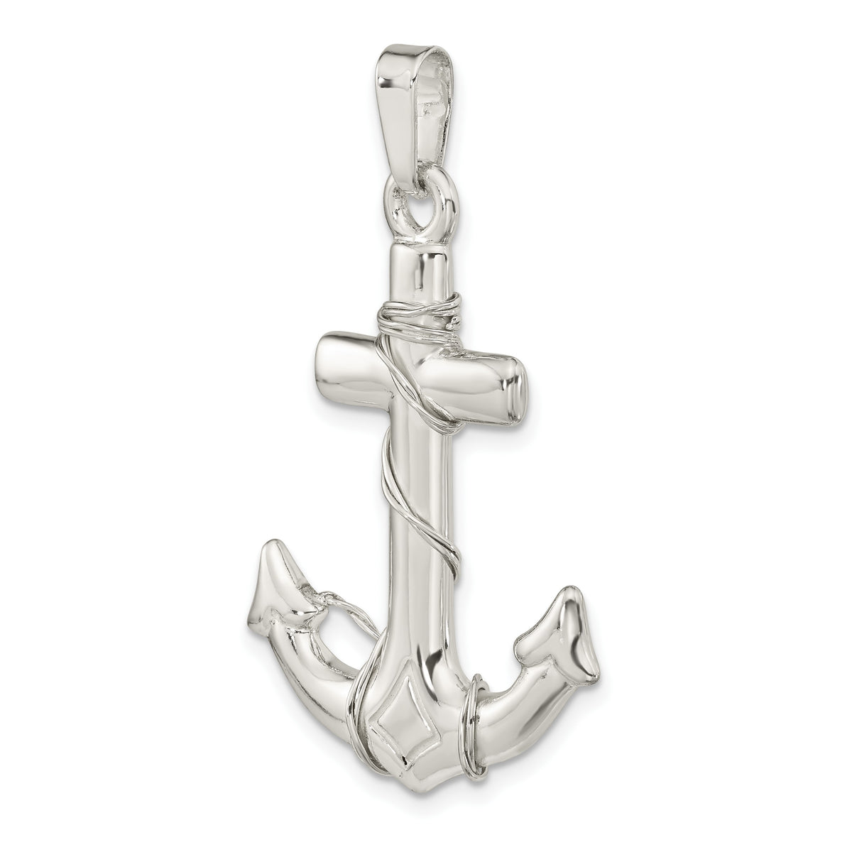Sterling Silver Polished 3D Anchor Pendant