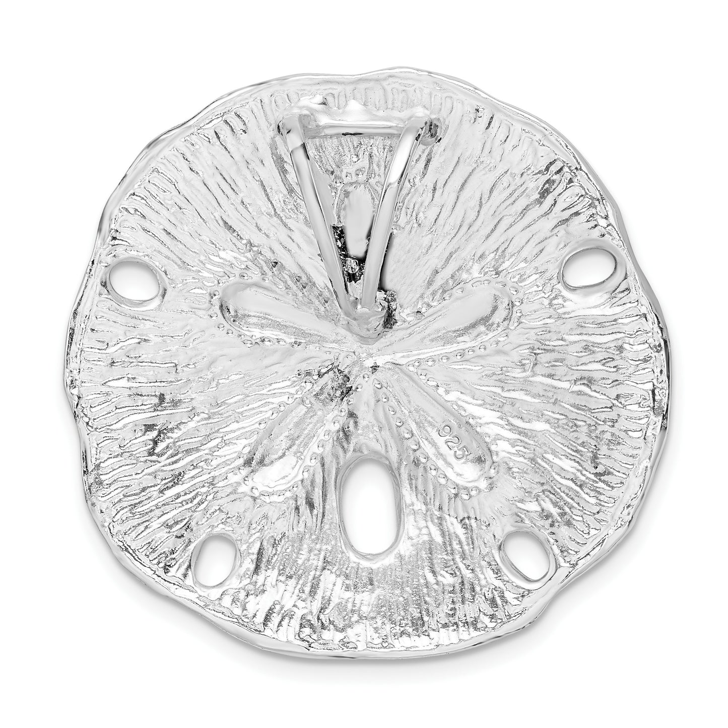 De-Ani Sterling Silver Rhodium-Plated Polished and Textured Large Sand Dollar Slide