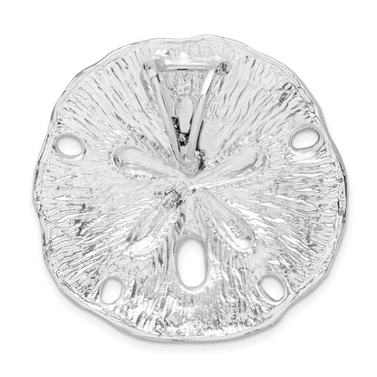 De-Ani Sterling Silver Rhodium-Plated Polished and Textured Large Sand Dollar Slide