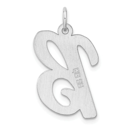 Large Sterling Silver Rhodium-plated Script Letter B Initial Charm