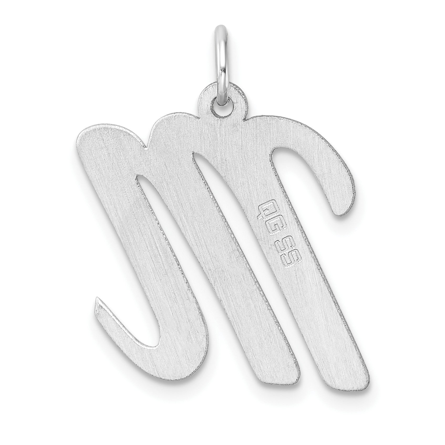 Large Sterling Silver Rhodium-plated Script Letter M Initial Charm