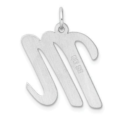 Large Sterling Silver Rhodium-plated Script Letter M Initial Charm