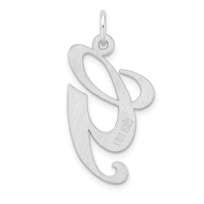 Large Sterling Silver Rhodium-plated Fancy Script Letter G Initial Charm