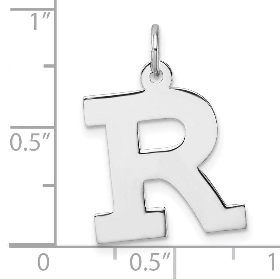 Large Sterling Silver Rhodium-plated Block Letter R Initial Charm