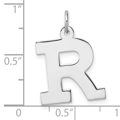 Large Sterling Silver Rhodium-plated Block Letter R Initial Charm