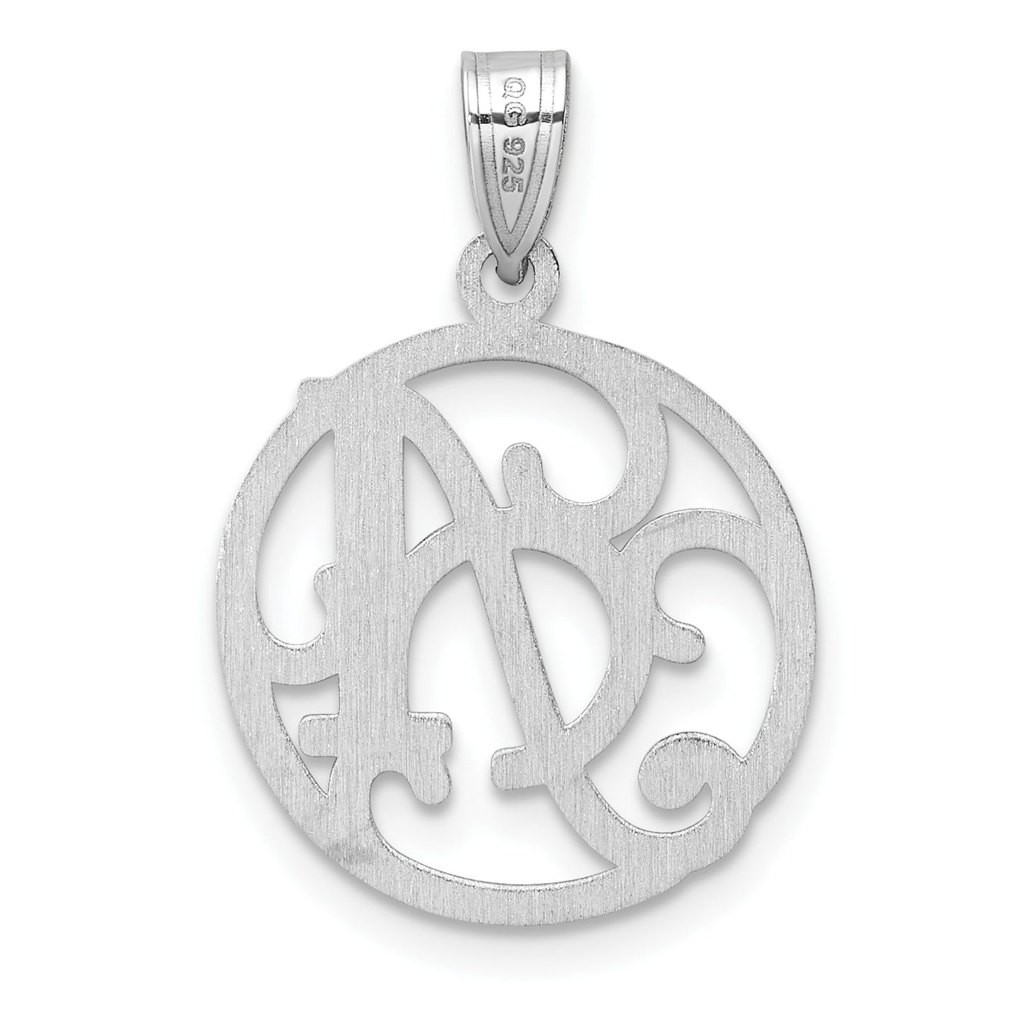 Small Sterling Silver Rhodium-plated Fancy Script Letter A Initial Pendant