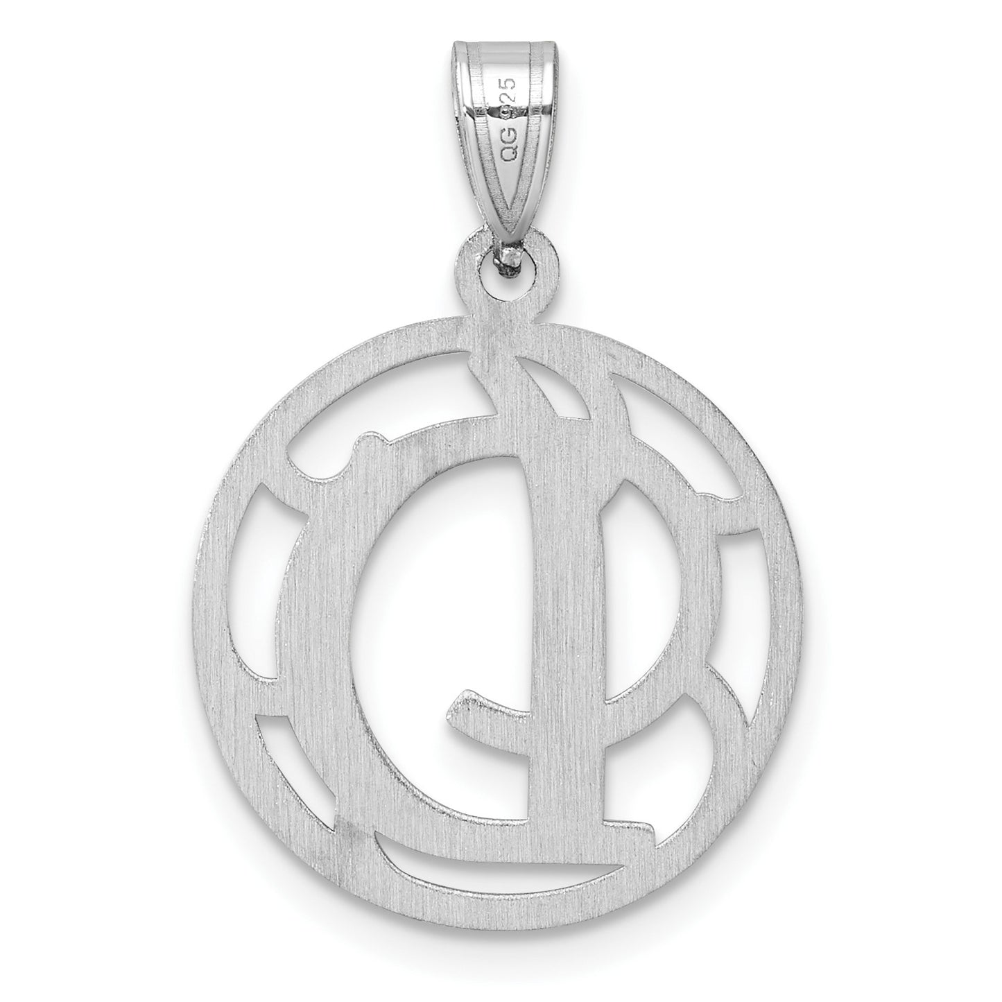 Small Sterling Silver Rhodium-plated Fancy Script Letter D Initial Pendant