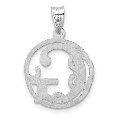 Small Sterling Silver Rhodium-plated Fancy Script Letter G Initial Pendant