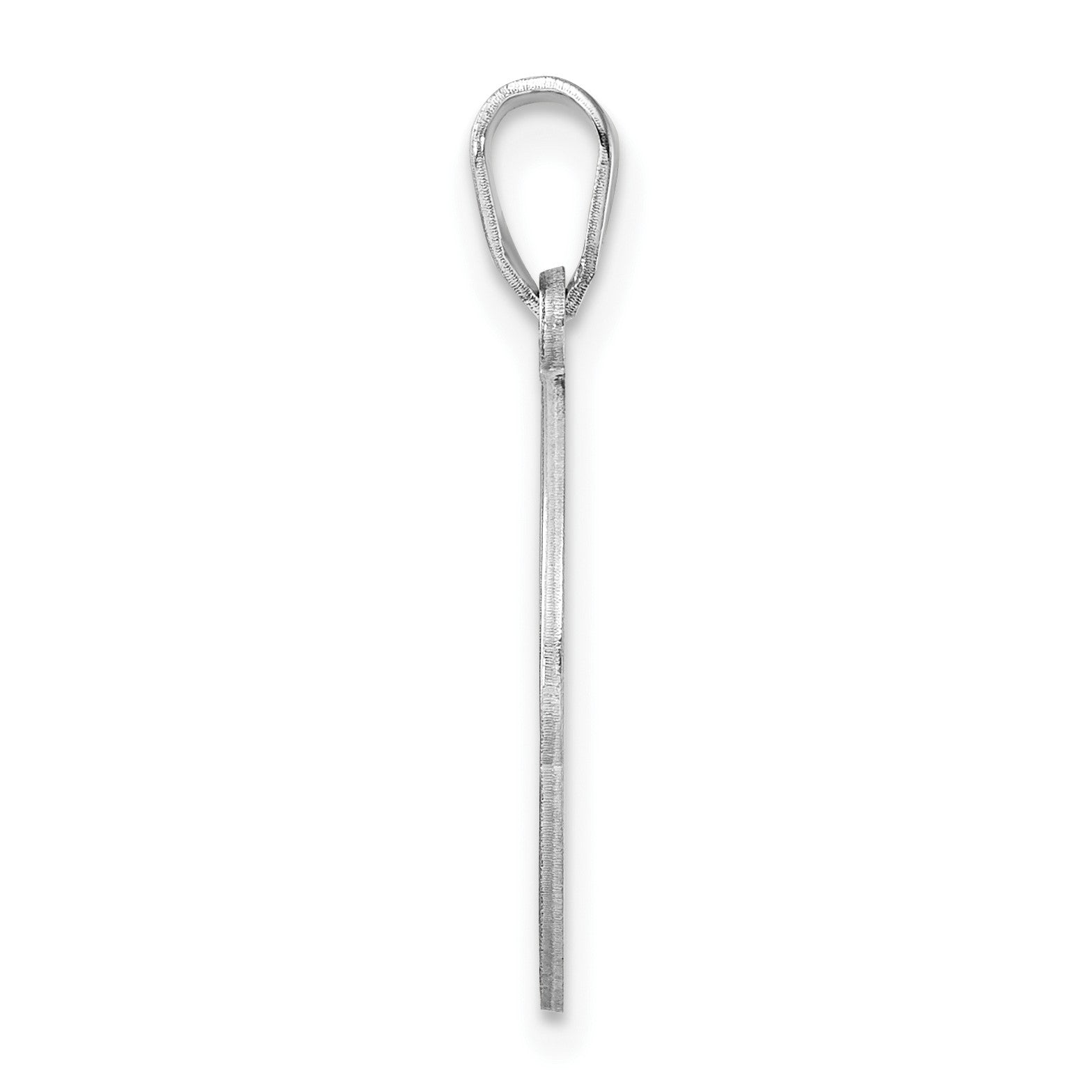 Small Sterling Silver Rhodium-plated Fancy Script Letter J Initial Pendant
