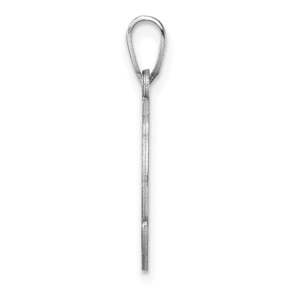 Small Sterling Silver Rhodium-plated Fancy Script Letter K Initial Pendant